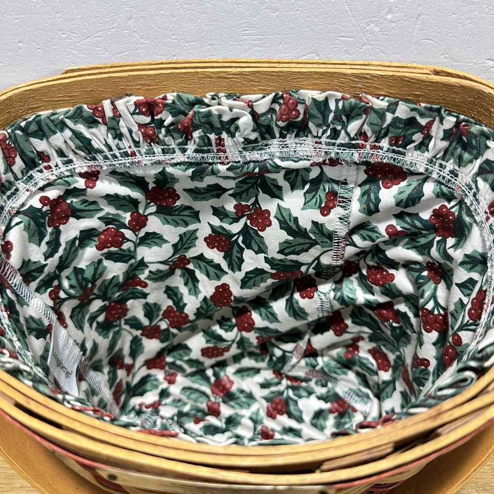 Longaberger 1998 Glad Tidings Christmas Basket Holly Liner & Protector Vintage - Picture 5 of 7